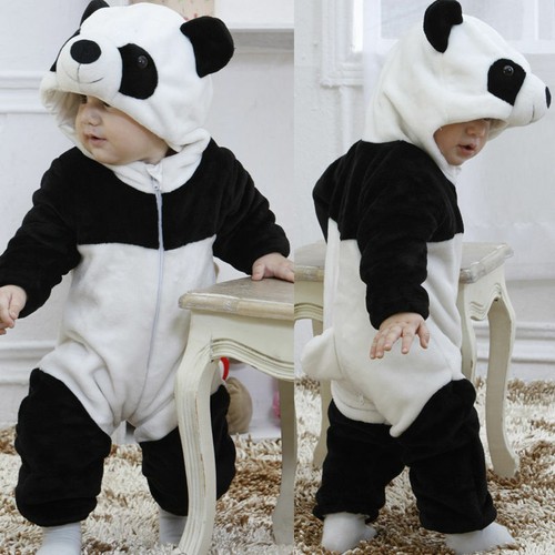 Pop Baby Boy Girl Warm Winter Panda Animal Overall Thicken Romper Clothes Set - Picture 1 of 6