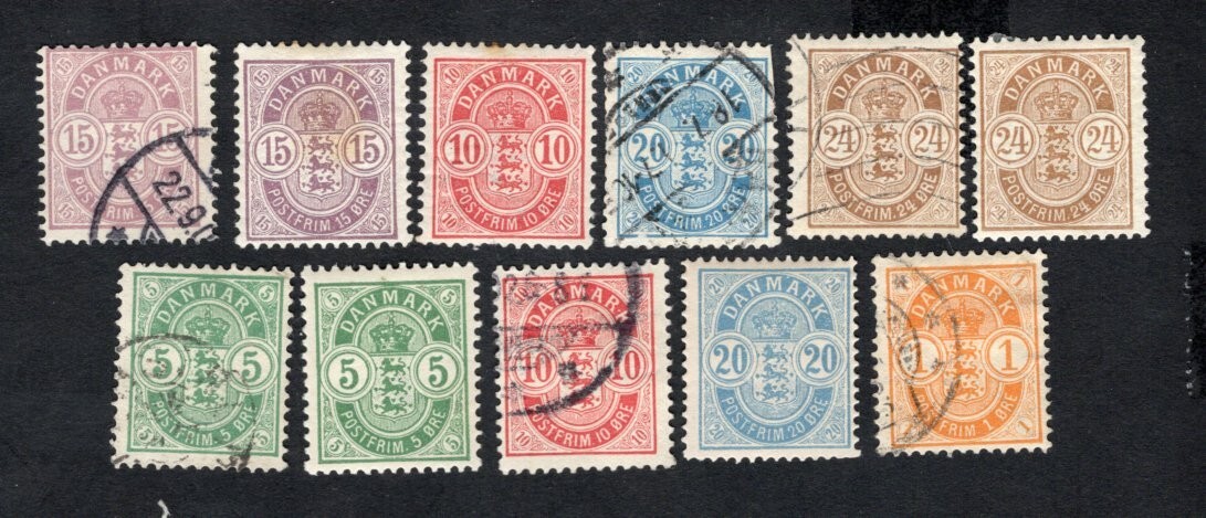 Denmark 1884-1902 stamps Mi#34-39 START10%ONLY MH/used CV=47$
