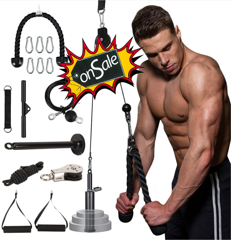 Seilzug Fitness Kabelzug Fitnessgerät Trizeps Trainingsgerät Set für Zuhaus DE