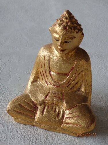 Kleiner Buddha Holz blattvergoldet - Bild 1 von 4