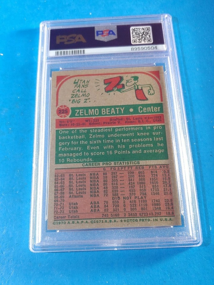 1972-73 TOPPS BASKETBALL #225 ZELMO BEATY HOF PSA 8 NM-MINT | eBay