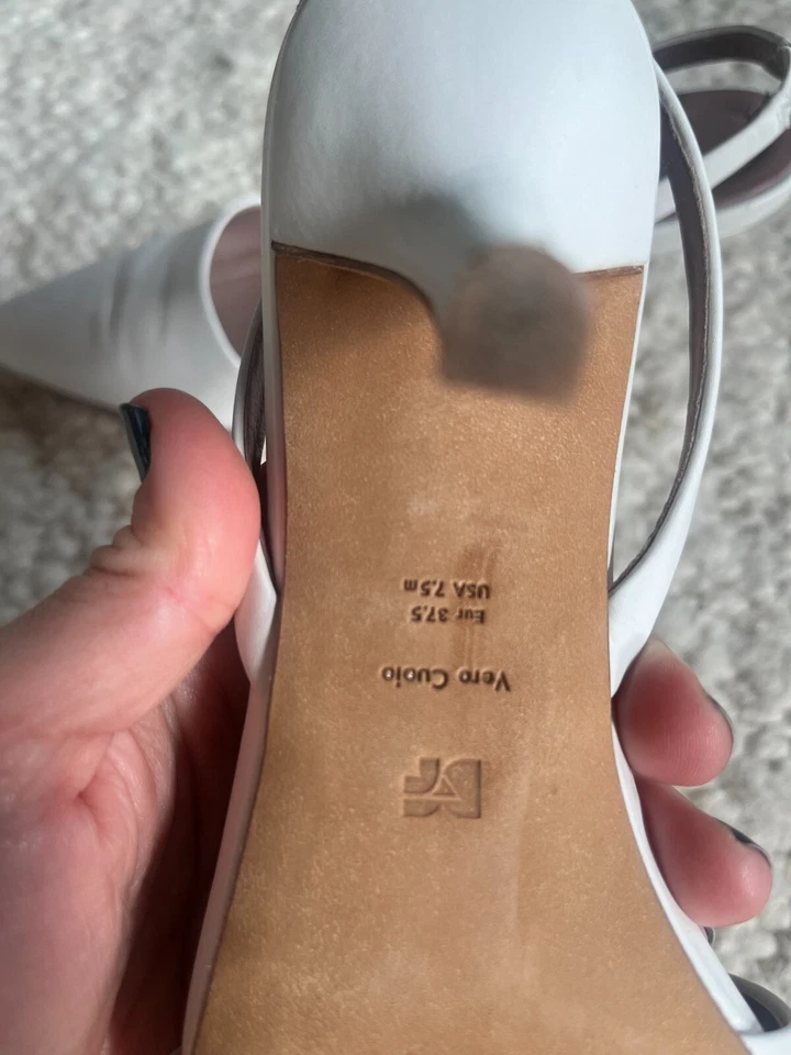 Zapatos de salón Diane von Furstenberg Mortelle con honda trasera de cuero blanco talla 37,5 Foto 2 de 4