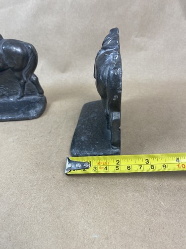Vintage Cast Iron Horse Book Ends Grazing Lot Of Two HEAVY 5” X 4.5” - Picture 11 of 11