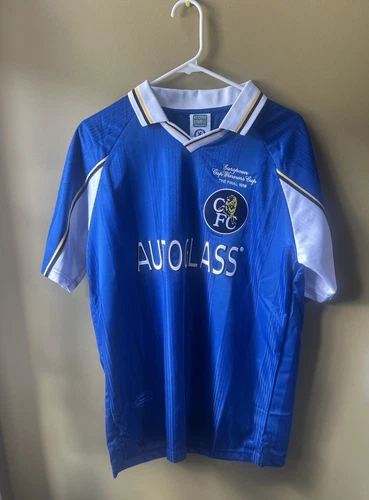 Vintage 1997/1998 Chelsea F.C Home Soccer/Football Jersey Size Large Auto Glass