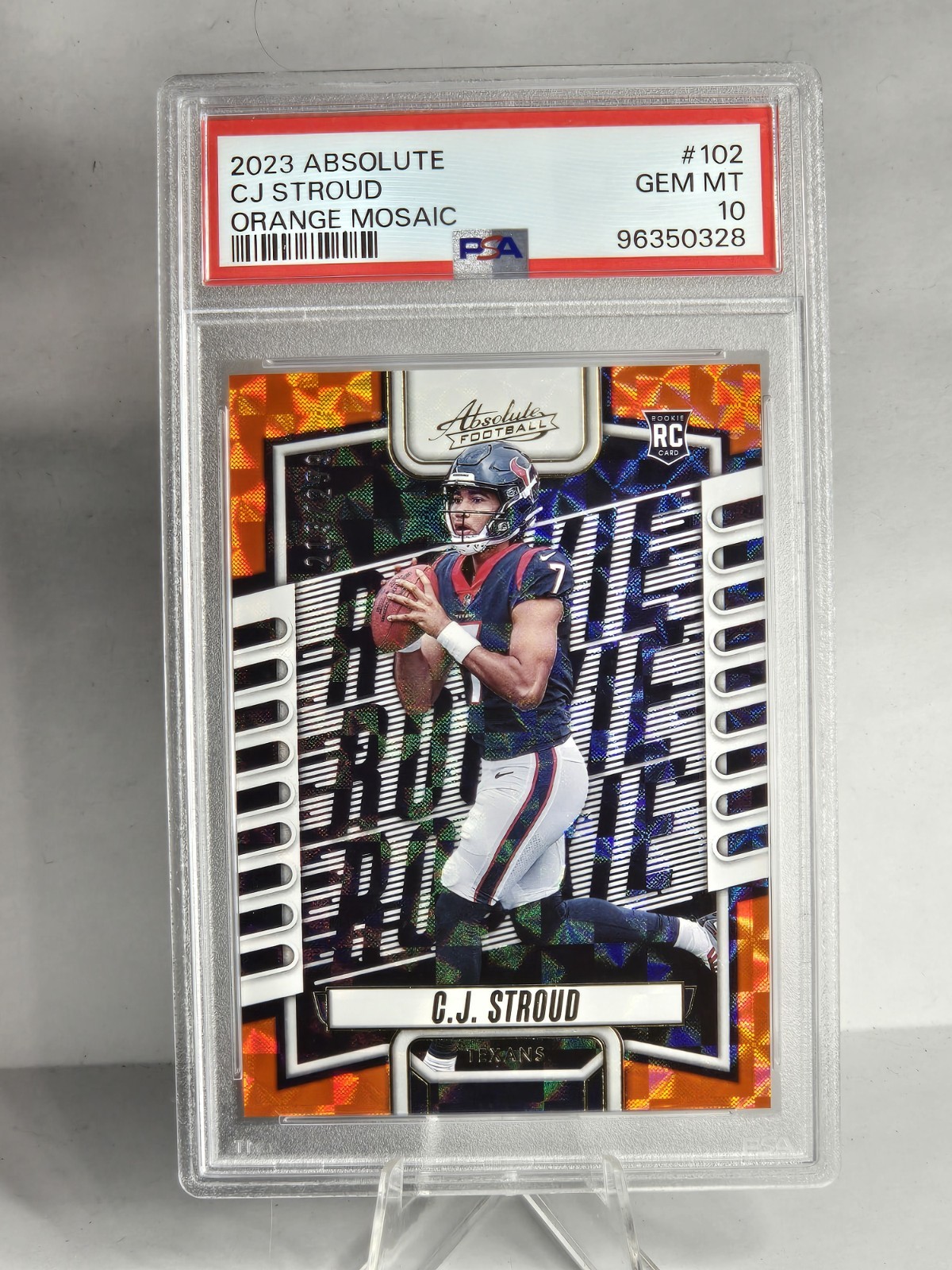 2023 Panini Absolute CJ Stroud #102 Orange Mosaic PSA 10 Rookie Card 213 /299 RC