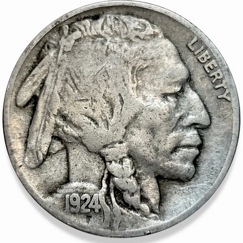 1924-P Buffalo Nickel 5c Fine F+ * Original Surfaces * 1924P