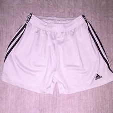 adidas Men's White/Black Mesh Polyester Athletic Gym Shorts Elastic Waist M