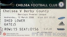 CHELSEA v DERBY COUNTY-12/03/08-BARCLAYS PREMIER LEAGUE TICKET.