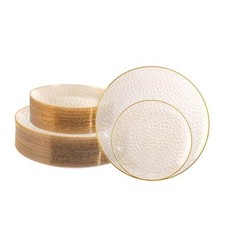 100PCS Clear Plastic Plates with Gold Rim, Includes 50pcs Dinner Clear-100pcs