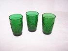 Vtg Anchor Hocking Forest Green Sandwich Glass Tumbler 5 Oz Set Of 3