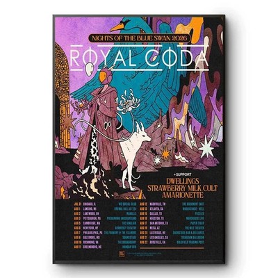 Royal Coda Nights of the Blue Swan 2026 Tour Poster Post Hardcore Wall Art