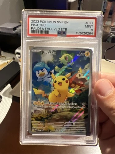 New Listing2023 Pokémon Pikachu Holo Card SVP en 027, Paldea Evolved ETB Promo, PSA 9 Mint