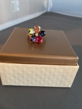 MULTI GEMSTONE FLOWER SHAPED COCKTAIL RING