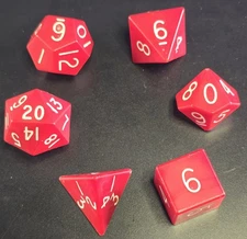 Vintage Red D&D Mentzer Dice Set (d20 d12 d10 d8 d6 d4) Dungeons & Dragons