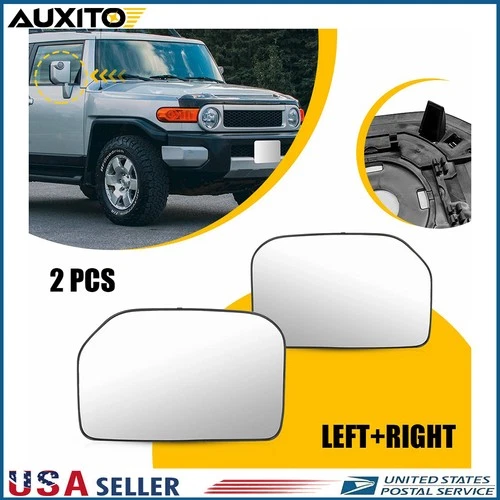 Left Right Mirror Glass For 2007-2014 Toyota FJ Cruiser Convex W/ Backing Plate
