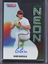 2025 Leaf Vivid Baseball #NA-GG1 Gabe Gaeckle Neon Green Auto #/8