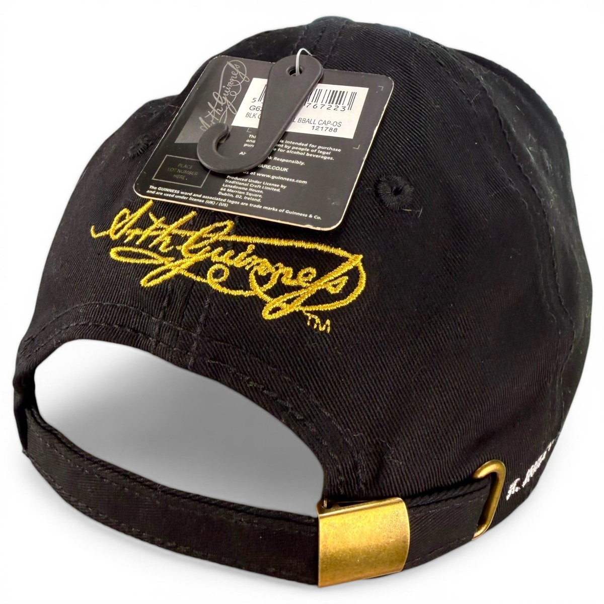 k Guinness Label St. James Gate Baseball Cap Black 100% Cotton