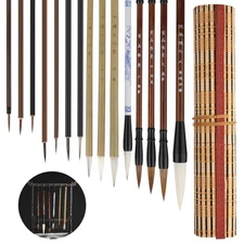 15 PCS Chinese Painting Brush Set Soft Hair Art Brushes for Sumi-e Calligraphy