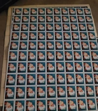 VTG 1951 USA-TB Christmas Seals, Full Sheet/100, MNH, Santa Claus