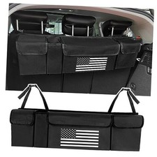 Car Trunk Organizer,Large Capacity Car Storage Organizer with US Flag Black