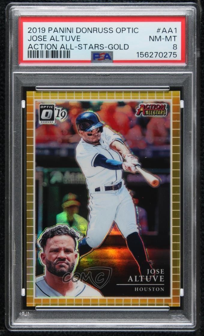2019 Panini Donruss Optic Action All-Stars Gold Prizm 1/10 Jose Altuve PSA 8