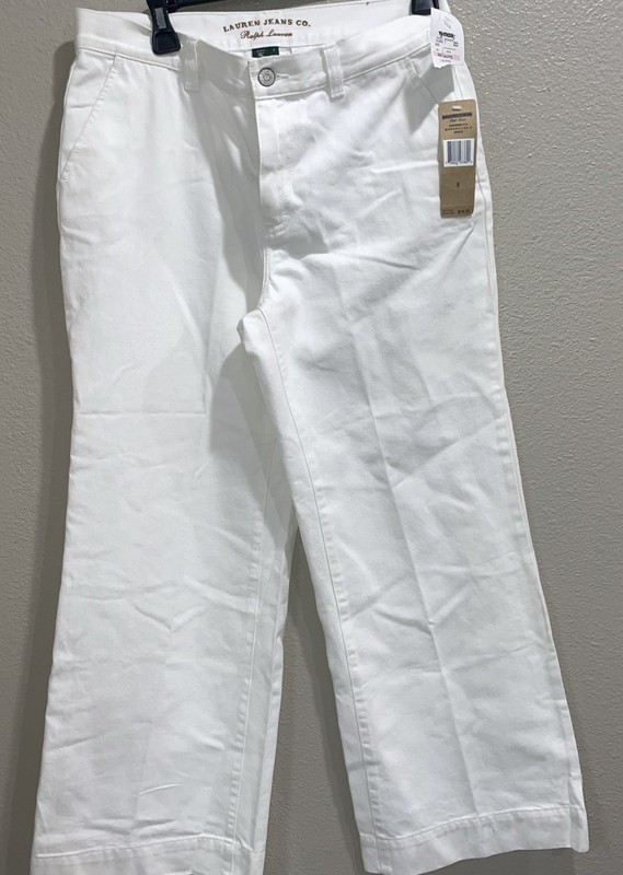 Ralph Lauren Marseilles Jeans In White Wide Leg Women’s 8 Nwtags 28” Inseam