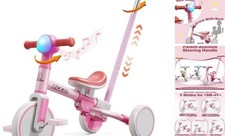 Triciclo 5 en 1 para niños pequeños de 1-3 años, bicicleta de equilibrio para niños y niños pequeños rosa