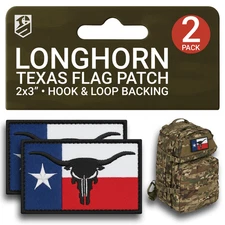 2Pcs Texas Flag Patch, Embroidered Dead Skull Tactical Patches