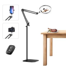 10" Ring Light with Stand Tripod for iPhone, Overhead Phone Camera Mount, Adj...