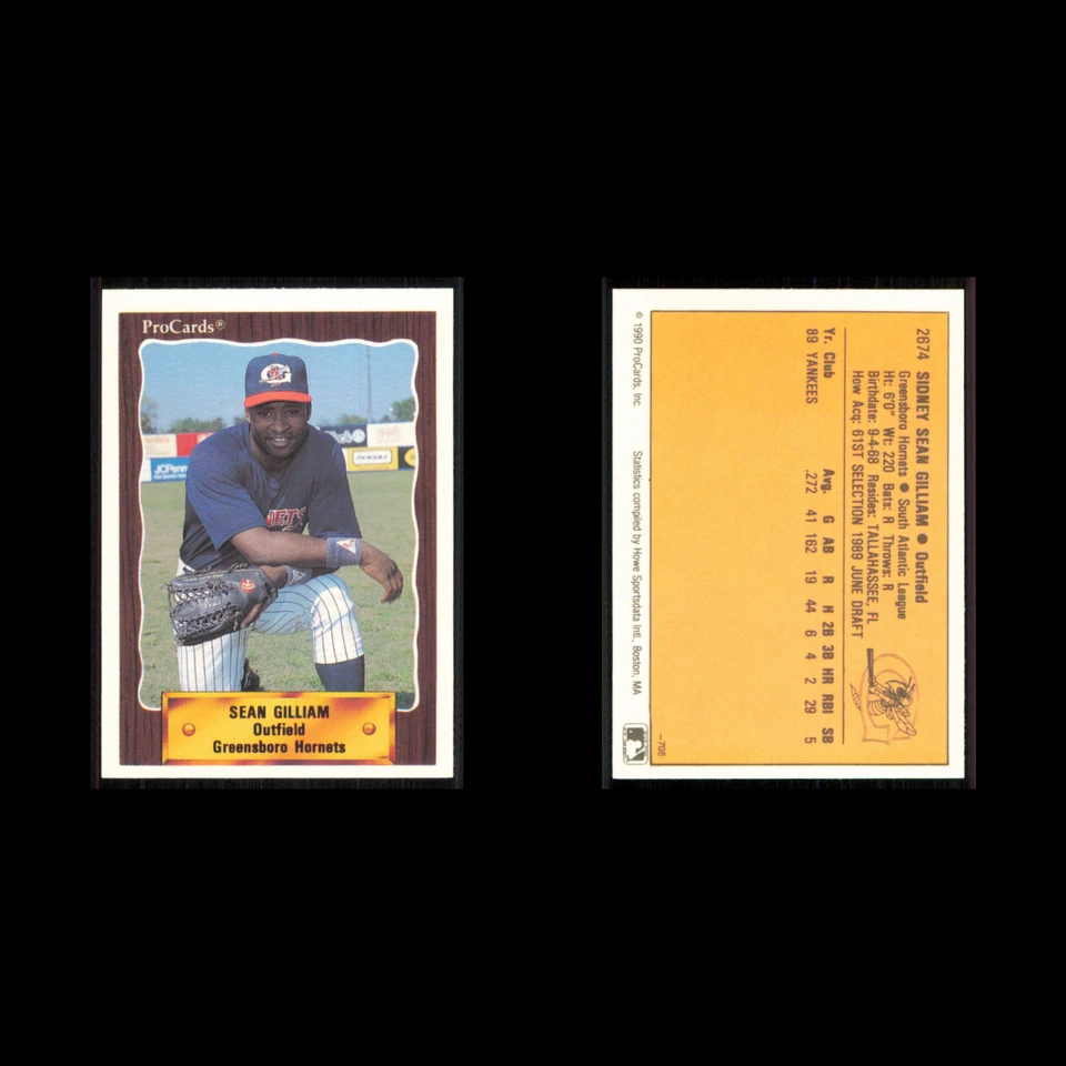 Sean Gilliam #2674 1990 ProCards Greensboro Hornets Baseball Card MLB NM - Image 3 of 3