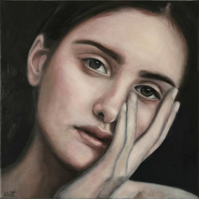 ''Maya'' orig. Ölbild Gemälde Malerei Unikat Kunst S. Just Portrait 30x30 cm