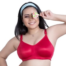 TRYLO Women's Satin Blend Non-Padded Wire Free Casual Full-Coverage Molded Bra