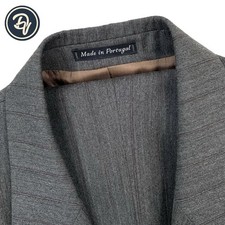 VTG 42 L Saint Laurent " Classic Cut " Charcoal Grey Brown Pinstripe Wool Suit