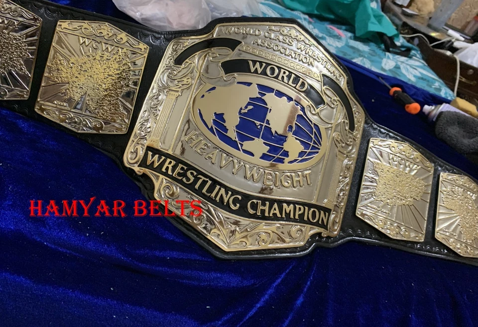 Cinturón de campeonato de peso pesado de clase mundial - Cinturón de lucha libre WCCW / WCWA - Chapado en oro Foto 4 de 4