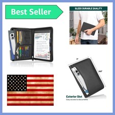 Zippered Portfolio Binder for Men Women, Resume Portfolio Folder with 5.3" ...