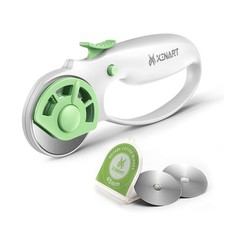 45mm Rotary Cutter for Fabric with Safety Lock 2 Replacement Blades - Green