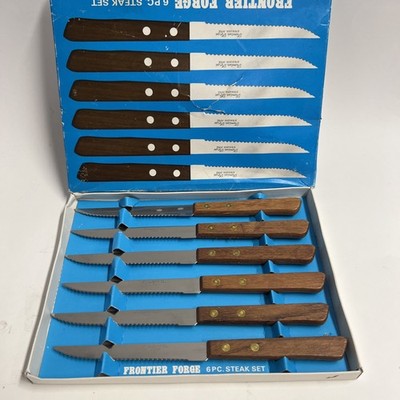 Frontier Forge Steak Knives 6pc Set Stainless Steel Rosewood Handles Japan NEW!