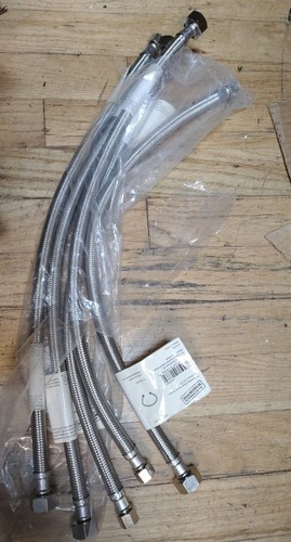 Plumbing Lot of 5  1/2"FIP X 3/8"Comp X 20" SS Faucet Supply Connector Lines