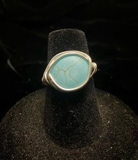Turquoise Silver Ring Wrap Ring Size 6.5