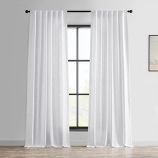 Heavy Faux Linen Light Filtering Curtains Bedroom 96 Inches Long 1 Panel Rod