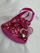 Build A Bear Pink Sequin Purse Heart Rhinestones