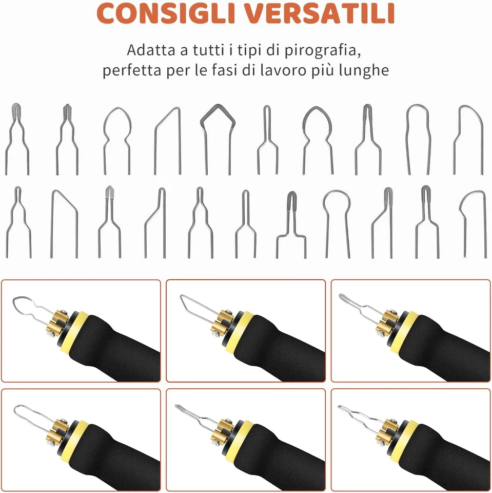 Kit Pirografia Legno 60W 220V Pirografo Digitale Con Temperatura Regolabile 100- - Immagine 3 di 4