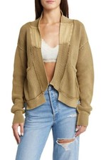 Free People We The Free Worn Thru Surplus Cardi Sweater Beige Oversized Sz Small