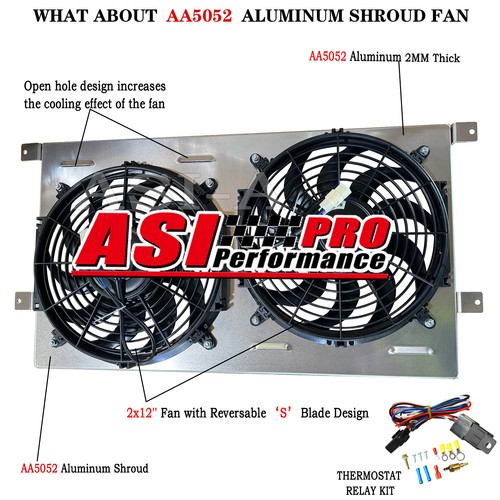 Aluminum Radiator Shroud+Fan For Chevy Blazer S10 C1500 GMC Jimmy Sonoma 96-05
