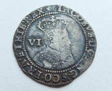 A830 - James I Silver Hammered Sixpence. 1604 Lis Mintmark
