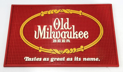 Vintage Bar Mat Old Milwaukee Beer Red Gold 11x18 Tastes As Great As It's Name