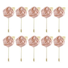 10 Pcs Groom Boutonnieres Rose Boutonnieres Pins 2"x3.5" for Wedding Pink