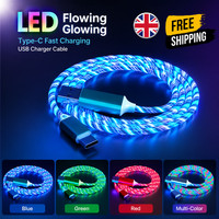 LED Light Up Type-C Fast Charging Flowing Glowing USB Phone Charger Cable Cord