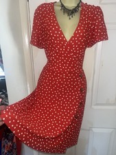 Ladies clothes next red spotty Dress Size 8 holiday evening 