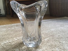 Vintage Signed Daum France Crystal 7.5” Free Form 4 Point Vase-heavy & Beautiful